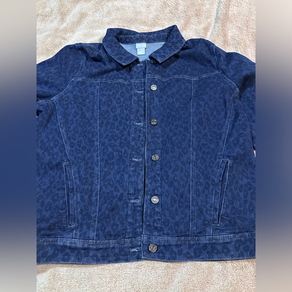 Animal-Print Elongated Denim Jacket size 20-22 - Picture 2 of 7